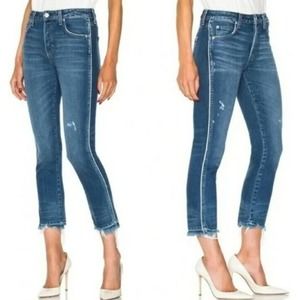 AMO Women's Babe Old School Piping Jeans Size 26 Cropped Frayed Distressed (d